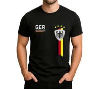 GER T-shirt pour homme avec écusson aigle, 4 étoiles et drapeau de l'Allemagne, Noir , S