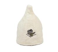 Ger3as Bonnet de Sauna, Hat de Laine avec Broderie pour Homme et Femme, Casquette de Bien-être (Beige)
