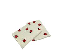 Ger3as Lot de 2 torchons de cuisine Gourmet en lin/coton 47 x 70 cm en lin mélangé délavé Jacquard ou imprimé (coccinelle)