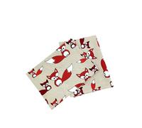 Ger3as Lot de 2 torchons de cuisine Gourmet en lin/coton 50 x 70 cm en lin mélangé délavé Jacquard ou imprimé (renard)