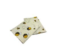 Ger3as Lot de 2 torchons de cuisine Gourmet en lin/coton 50 x 70 cm en lin mélangé délavé Jacquard ou imprimé abeilles