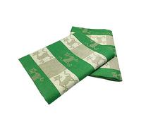 Ger3as Lot de 2 torchons de cuisine Gourmet Lin/coton Serviettes de toilette 50 x 70 cm en lin mélangé délavé Jacquard ou imprimé (serviettes jacquard chats verts)
