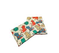 Ger3as Lot de 2 torchons de cuisine Gourmet Lin/coton Serviettes essuie-mains 47 x 70 cm en lin mélangé délavé Jacquard ou imprimé (chats colorés)