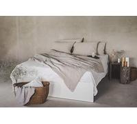 Ger3as Set de Housse de Couette, 100% Lin Lavé Housse de Couette, avec Une Serrure d'hôtel, Stonewashed (Naturel, 200 x 200 cm, 2pcs. 40 x 80 cm)