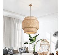 GERAGUR Luminaire Suspendu en Rotin Tissé À La Main, Suspension en Bambou pour L'îlot De Cuisine, Lustres D'abat-Jour De Décor À La Maison, Lumières D'artisanat Créatif (40cmx40cm)