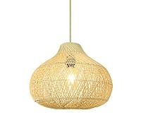 GERAGUR Suspension en Bambou Tricotée À La Main, Luminaire Lustre en Bambou, Lampe en Bambou Lustre en Osier Naturel Magnifique Suspension en Osier Luminaires ShadeWicker Plafond Suspendu pour Vivre