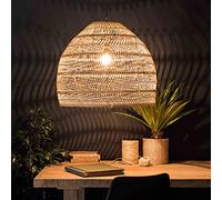 GERAGUR Suspension en Rotin Naturel Lustre À Abat-Jour Tissé, ' Abat-Jour Suspendu en Rotin en Osier Country Plafonnier Suspendu Fait À La Main pour L'îlot De Cuisine,