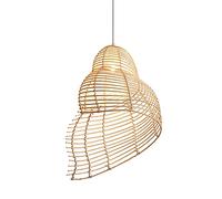 GERAGUR Suspension Rétro en Rotin Éclairage Suspendu À Del, Luminaire Suspendu Coquillage en Spirale Côtière en Rotin 1 E27 Luminaire De Plafond Suspendu À Ampoule en Beige pour Salon Chambre