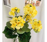 Géranium artificiel en soie 36 cm, fleurs artificielles de géranium rouge et rose, plantes artificielles, jaune