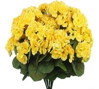 Géranium artificiel, fleur de bégonia artificielle en soie pour la décoration intérieure (jaune)