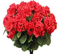 Géraniums artificiels pour décoration extérieure - 35,6 cm - Bouquet de fleurs en soie pour une utilisation toute l'année (rouge)