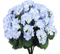 Géraniums artificiels pour décoration extérieure - 35,6 cm - Bouquet de fleurs en soie pour une utilisation toute l'année (bleu)