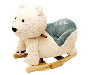 GERARDO'S Toys GT67018 - Animal à Bascule en Peluche avec Son - Cheval à Bascule en Bois - pour Enfant à partir de 1 an
