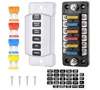 Gerbala 6 Voies Boîte à Fusibles, Blocs Fusible Lame ATC/ATO, porte fusible 12V etanche, avec 12 Fusibles à Lame, Couvercle Anti-Poussière, pour 12V/24V DC Voiture, Bateau, Camion, Camping-car