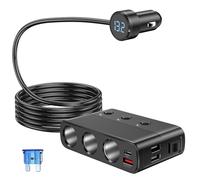 Gerbala 7 IN1 Prise Allume Cigare, 127W USB C Prise PD et QC 3.0 Chargeur Allume-Cigare, avec Interrupteur LED Volteter pour Glacière, GPS, Appareil Photo, Navi, pour Véhicules 12V-24V Car