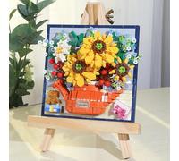 Gerbala Construction de Bouquet de Fleurs, Mini Kit de Construction de Fleurs Artificielles, Bouquet de Plantes Artificielles, Blocs Botaniques Créatifs, Cadeau DIY Adultes et Enfants (Tournesol)