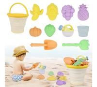 Gerbala Jouet de Plage Enfant, 11 Pièces Jeux de Plage avec Seau Citron Plage Pliant, Roue À Eau, Pelle Râteaux Moules, Glace Jeu de Plage Enfant pour Bac a Sable Intérieur Extérieur (Jaune)