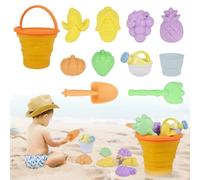 Gerbala Jouet de Plage Enfant, 11 Pièces Jeux de Plage avec Seau Orange Plage Pliant, Roue À Eau, Pelle Râteaux Moules, Glace Jeu de Plage Enfant pour Bac a Sable Intérieur Extérieur (Orange)