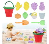 Gerbala Jouet de Plage Enfant, 11 Pièces Jeux de Plage avec Seau Pastèque Plage Pliant, Roue À Eau, Pelle Râteaux Moules, Glace Jeu de Plage Enfant pour Bac a Sable Intérieur Extérieur (Rouge)