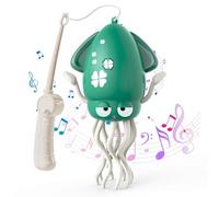 Gerbala Jouet électrique de Poulpe de Danse, Magique de Poulpe de Danse, avec Canne à pêche, avec lumière LED et Musique, évitez automatiquement Les Obstacles, Jouet pour Enfants (Vert)