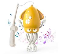 Gerbala Jouet électrique de Poulpe de Danse, Magique de Poulpe de Danse, avec Canne à pêche, avec lumière LED et Musique, évitez automatiquement Les Obstacles, Jouet pour Enfants (Jaune)