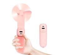 Gerbala Mini Ventilateur 5 en 1, Ventilateur de Poche Rechargeable par USB, 30 Heures de Travail, Banque D'alimentation, Lampe de Poche, Miroir, Support pour Téléphone Portable (Rosé)