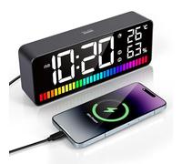 Gerbala Réveils Électroniques, Alarm LED avec Fonction Snooze, Ado Lumineux avec Veilleuse 15 Couleurs, Réveil Numérique avec 2 d'Alarme, Luminosité Réglable, Commande Vocale, 12/24H, Port USB
