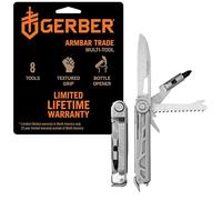 Gerber Armbar Trade Couteau-outil, 8 fonctions, Lame 6,3 cm | Tournevis à embouts, Scie, Mini pied-de-biche, Marteau, Argent, 1064414