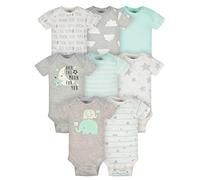 Gerber Baby 8-Pack Short Sleeve Onesies Bodysuits, Elephants, 6-9 Months