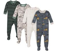 Gerber Baby Boys' 4-Pack Footed Pajamas, Bears & Trucks Grey, 12 Months