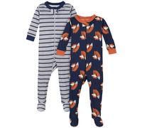 Gerber Baby Boys's's 2 Pack Foot Pyjamas Fox Grey 0-3 mois