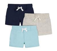 Gerber Lot de 3 shorts en tricot bleu marine/gris clair/bleu clair, 3 ans