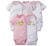 Gerber Lot de 5 bodies à manches courtes pour fille, motif château de princesse