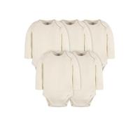 Gerber Lot de 5 bodies à manches longues et ouverture au niveau des épaules, beige, 6 à 9 mois