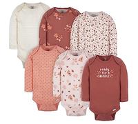 Gerber Lot de 6 bodies à manches longues, motif feuilles, 6 à 9 mois
