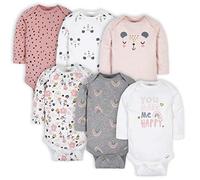 Gerber Lot de 6 bodies à manches longues pour bébé fille, motif ours