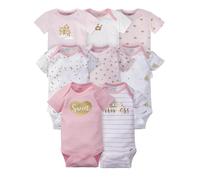 Gerber Lot de 8 bodies à manches courtes pour bébé fille, motif château