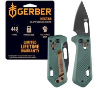 Gerber Nectar Couteau à une main | Couteau pliant compact 13,7 cm, Lame drop point 440A de 5,4 cm, Pivot Lock, Manche en nylon, Baltic Haze, 1078238