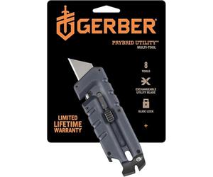 Gerber Outil polyvalent avec 8 fonctions, Prybrid-Utility | Couteau Multifonction, Levier et Coupe Ceinture, Bleu, Acier inoxydable, 1068163