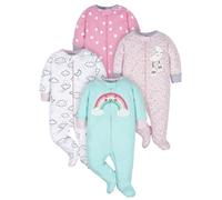 Gerber Sleep 'N Play Lot de 4 grenouillères pour bébé fille, motif lapin