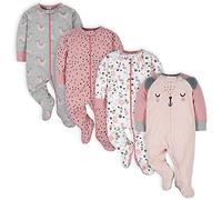 Gerber Sleep 'N Play Lot de 4 grenouillères pour bébé fille, motif tigre