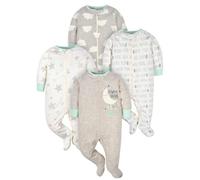 Gerber Sleep 'N Play Lot de 4 grenouillères pour bébé garçon ou fille avec moufles anti-griffures, motif éléphants