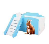 Gerbil Hideou - Niche à souris en bois naturel avec tunnels et espace de nidification pour petits animaux de compagnie, mâcher, et jouer (17 x 10 x 8 cm)