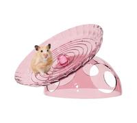Gerbil Roue Hamster Exercice Soucoupe Spinner avec abri | Roue d'exercice naine pour tamias nain, hérisson, gerbille, chinchilla et hamster d'Inde, rose