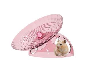 Gerbil Wheel Hamster Enrichissement Soucoupe Spinner avec abri | Roue d'exercice naine pour tamias nain, hérisson, gerbille, chinchilla et hamster d'Inde, rose