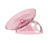 Gerbil Wheel Hamster Soucoupe d'exercice avec abri | Roue d'exercice naine pour tamias nain, hérisson, gerbille, chinchilla et hamster d'Inde, rose