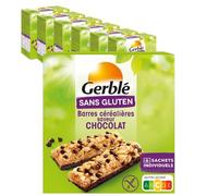 Gerblé Barres Céréales Chocolat - Sans Gluten - Encas Énergétique Gourmand, Source de Fibres, Sans Huile de Palme, 1 lot de 7 paquets