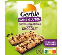 Gerblé Barres Céréales Chocolat - Sans Gluten - Encas Énergétique Gourmand, Source de Fibres, Sans Huile de Palme, 6 Sachets Individuels, 132 g