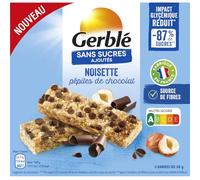 GERBLÉ - Barres Céréales Noisettes & Pépites de Chocolat - Sans Sucres Ajoutés - Riches en Fibres - Nutri-Score A - 3 Barres - 90 g