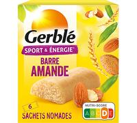 Gerblé Sport et Énergie, Barres énergétiques aux amandes et germe de blé, Riches en glucides et en vitamine B1, 6 Emballages individuels, 150g, 204747